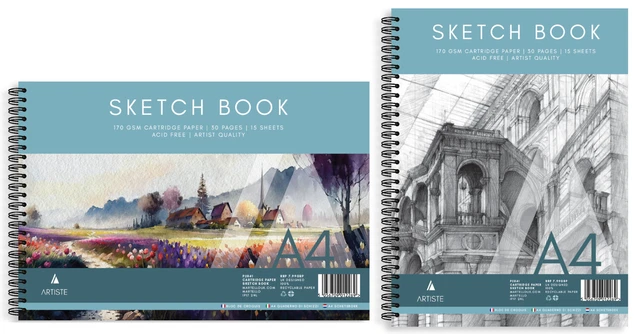 A4 SKETCH BOOK Pad Wirebound 170gsm Artist Cartridge Drawing Paper ...