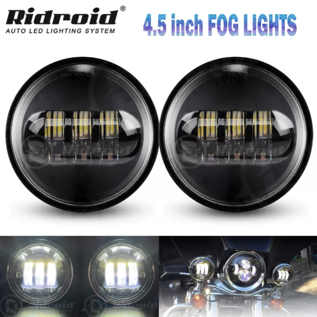 Pair 4.5" inch LED Fog Spot Light Driving 4 1/2" Passing Lamp for Harley Touring