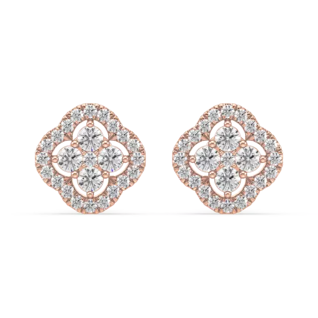 Flower Halo Stud Earrings With Lab Grown Diamonds In 14K Gold (1 Ctw)