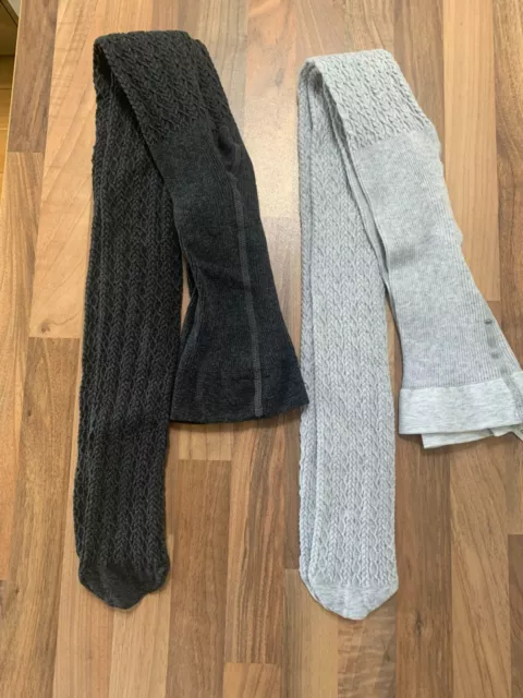 Nuovi Senza Etichette 2 Paia Collant Spessi Ragazze Grigio Scuro E Chiaro Età 10-12 H&M