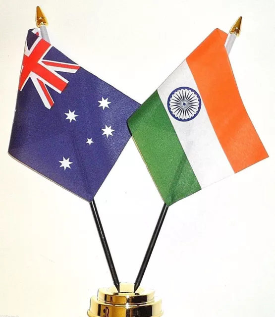 Australia & India Double Friendship Table Flag Set