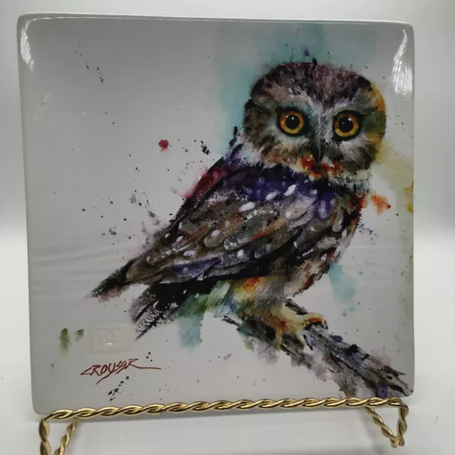 Dean Crouser Watercolor Owl Snack Plate