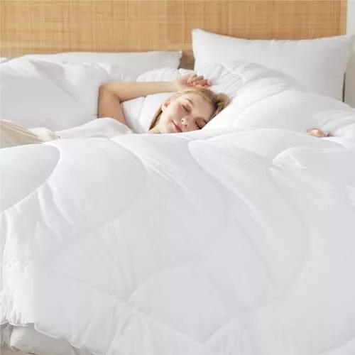 Duvet Insert Lightweight Summer Comforter, Ultra Soft Cooling Queen White