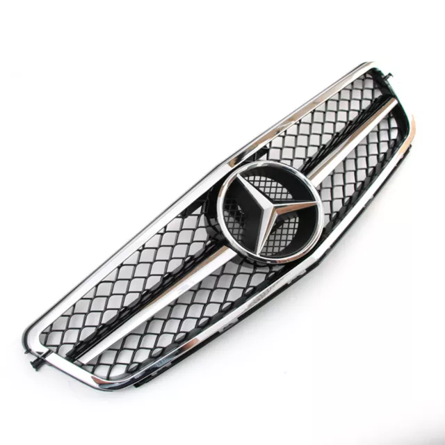 For Mercedes Benz C-Class W204 2008-2014 C180 C280 C300 Chrome Black AMG Grille 2