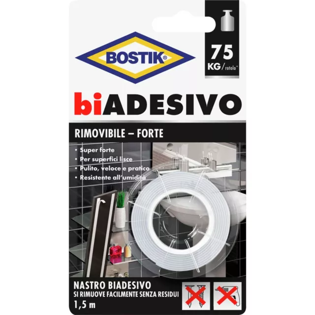 6 Pz Bostik Nastro Biadesivo Rimovibile M.1,5X19Mm