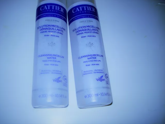 CATTIER LOT 2 SOLUTIONS MICELLAIRES DEMAQUILLANTE Visage, Yeux ,Lèvres - 600 ml