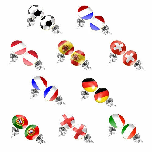 1 Paar Ohrstecker Ohrringe Fussball EM & WM mit Länderflagge Fanartikel