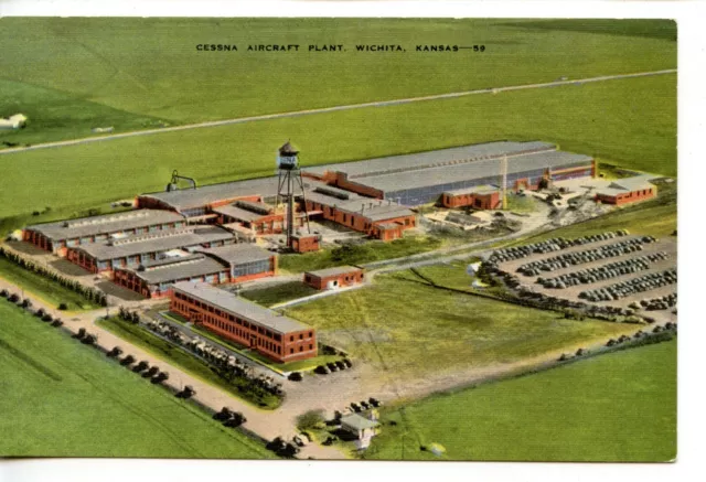 Aerial View-Cessna Aircraft Plant-Factory-Wichita-Kansas-Vintage Postcard