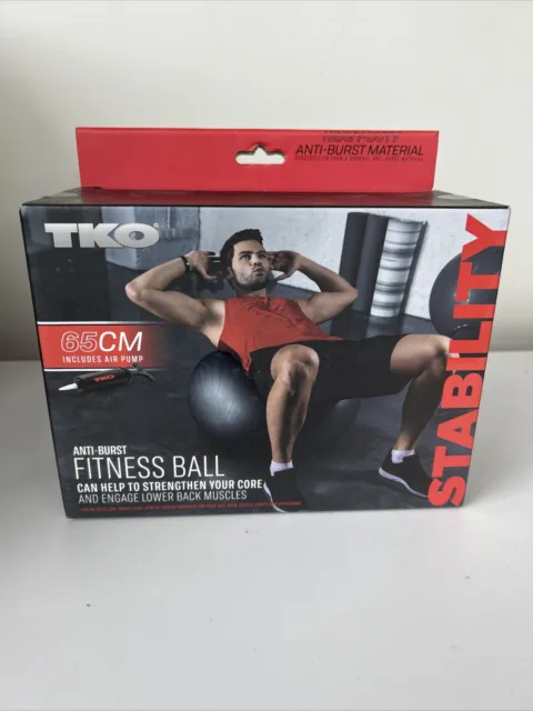 TKO Heavy Duty 65cm Anti-Burst Fitness Ball w/Air Pump Black - Core Yoga Pilates