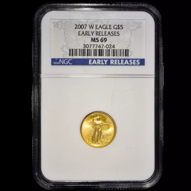 2007-W $5 Gold American Eagle ✪ Ngc Ms-69 ✪ 1/10 Oz Coin Burnished ◢Trusted◣