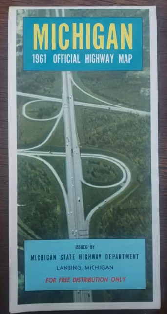 Vintage 1961 Michigan Official Highway Road Map Old Excellent condition