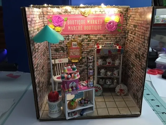 Miniature Autumn Vendors Festival 1:12 Scale  w/ 3 Mode LED Fairy Light Strand