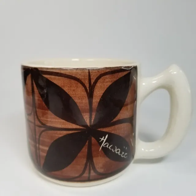 Pohaku Kiln Hawaii Trinket Box Mug Set Brown White Handmade Ceramic Vintage 2