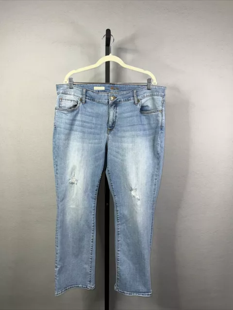 Kut From The Kloth Jeans Womens 20W Blue Distressed Baby Bootcut Stretch
