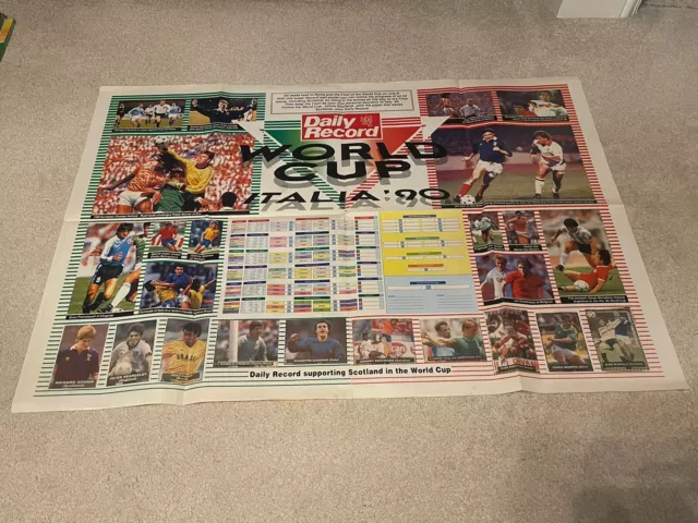 WORLD CUP ITALIA 90 WALL CHART (original and rare)