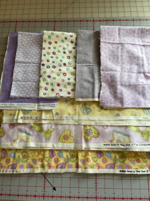 8 Piece Remnants Flannel Fabric Pastel Baby Nursery Scraps to 1/2 yds Clothworks