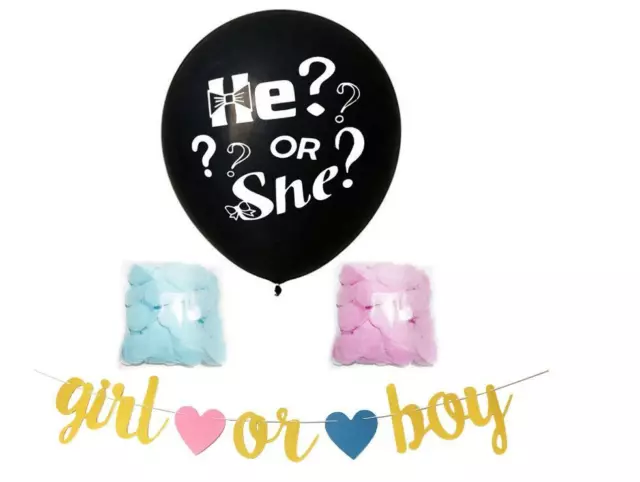 36" Gender Reveal Balloon Confetti Kit Girl or Boy Baby Shower Party Decor BG