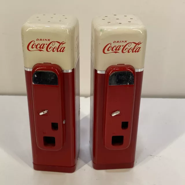 Coca Cola Salt and Pepper Shakers Machine Shape no Stand - B21