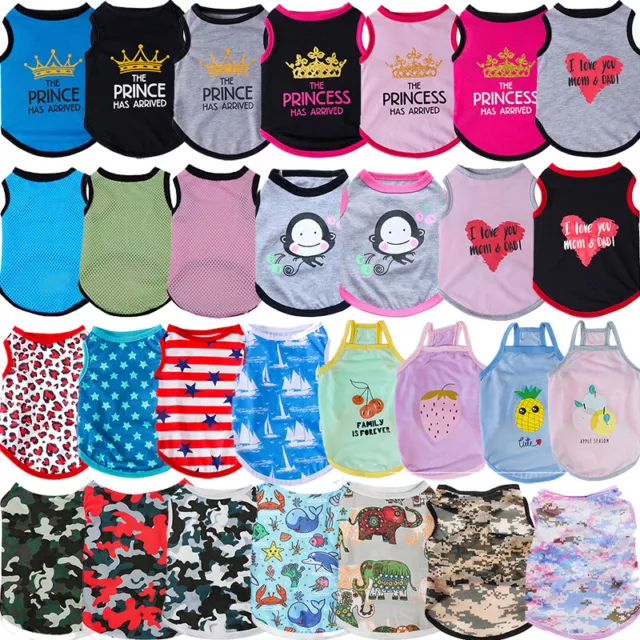 Puppy Dog Clothes Printed Mesh Tee Pet Vest T Shirt Tank For Small Dogs Summer ♪