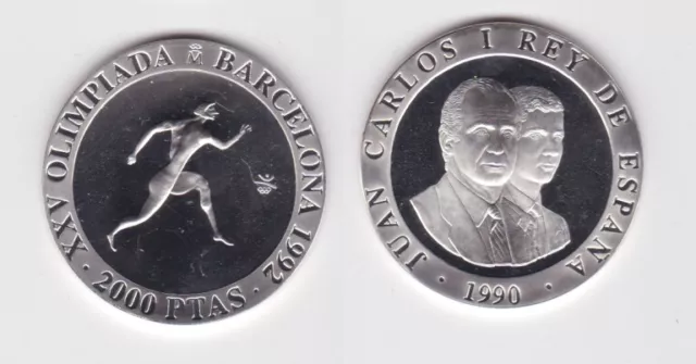 2000 Pesetas Silbermünze Spanien 1990 Olympiade Barcelona 1992 Läufer (152399)