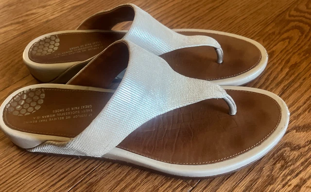 FitFlop LULU Gold Brown  Wedge Flip Flop Sandals  Womens Sz EU 41, US 10.5