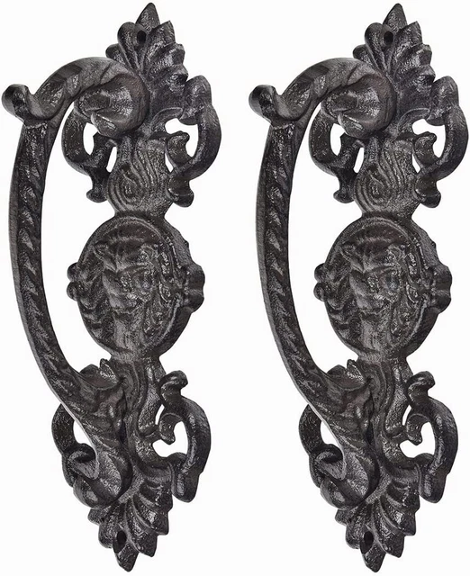 Sungmor Rustic Barn Door Handles 2PCS Cast Iron Gate Cabinet Closet Pull Handles