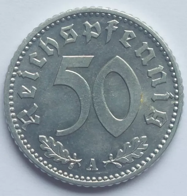 3. Reich, 50 Pfennig 1943 A, J. 372, prfr/stgl