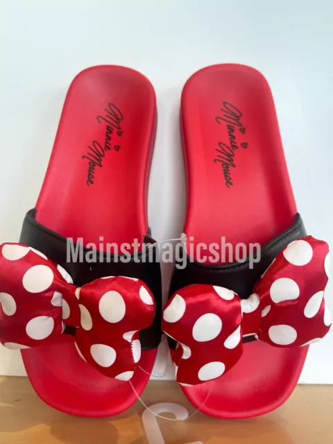 Walt Disney World Park Exclusive Minnie Mouse BIG BOW Slides New Women SIZE 7