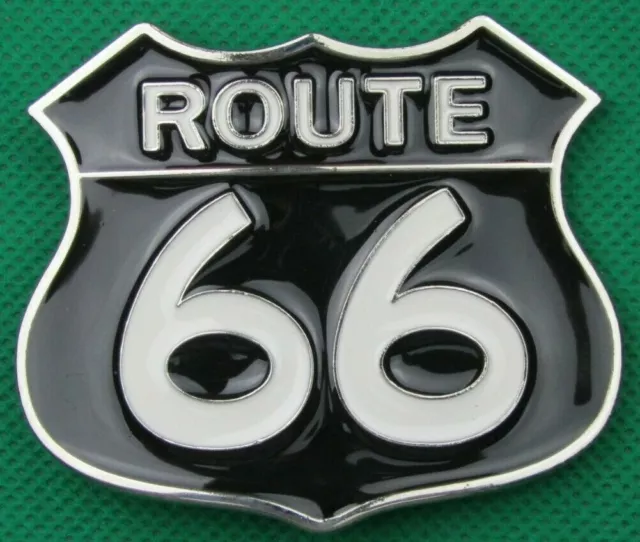 Belt Buckle "ROUTE 66" Black, Custom Made, Fit 4 cm Belt, Metal Casting Buckle.