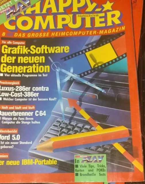 Happy Computer 08/89 August 1989 Magazin for C64 Amiga Atari ST MS-DOS-PCs