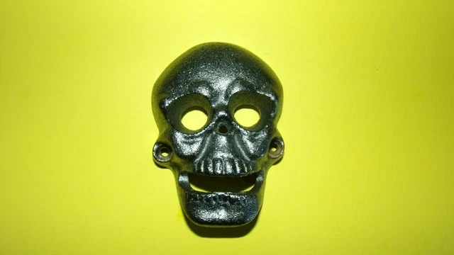 Skull Bottle Opener, Cast Iron Wall Mount - Beer / Soda, Bar / Man Cave / BBQ
