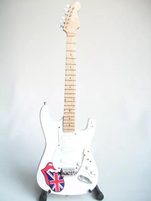 Guitare miniature style Fender stratocaster blanche - Rolling stones