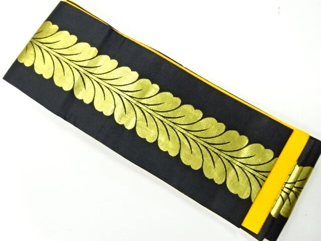 6540852: Japanese Kimono / Vintage Hanhaba Obi / Woven Dokkofuji Pattern
