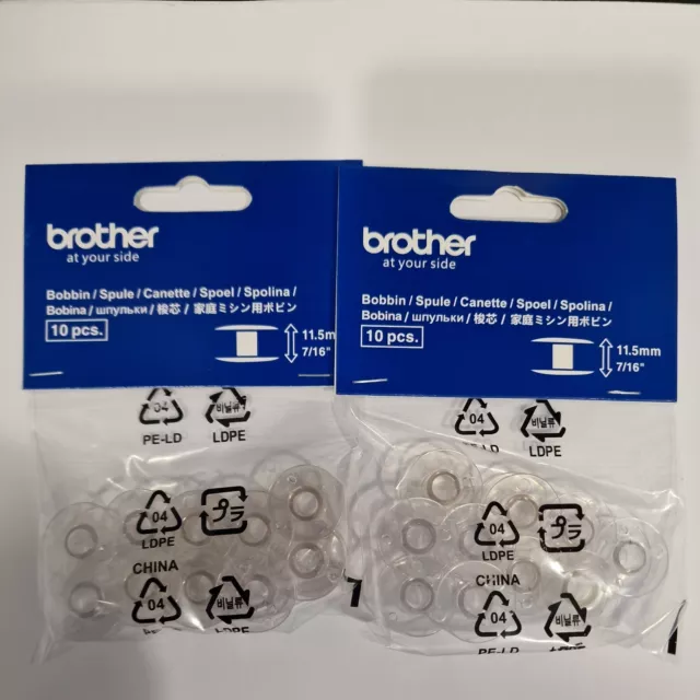 GENUINE Brother Sewing Machine Bobbins 11.5 pkt 10 SFB  SA156  XA5539151 2 packs