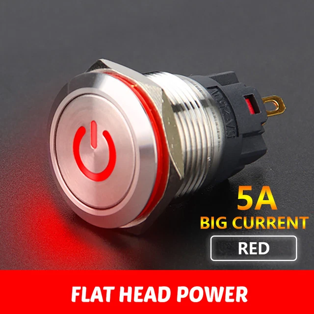 19mm Metal Push Button Switch Latching Momentary 5A Car LED Light Waterproof
