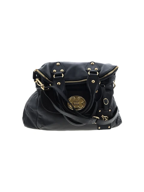 Emma Fox Women Black Leather Satchel One Size