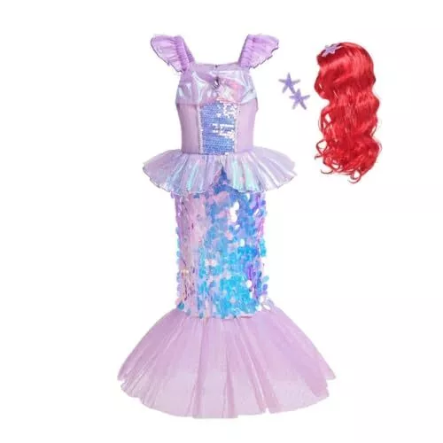 Lito Angels Deguisement Robe Petite Sirene Princesse Ariel Costume avec Perru...