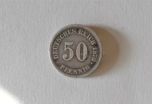 DEUTSCHES REICH ~ Kaiserreich  ❖  50 Pfennig 1876 J  Silber ▪︎  J. 7 ▪︎ Erh.: ss