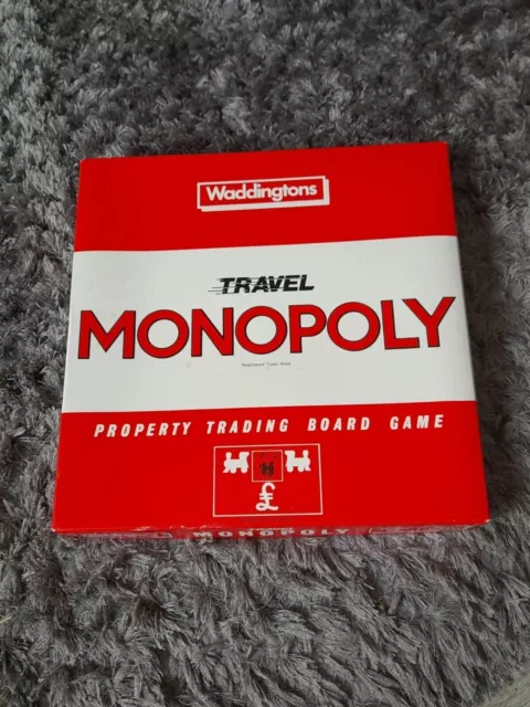 Monopoly Board Game Travel Edition 1984 Vintage Retro Waddingtons