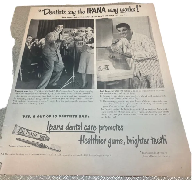Vintage 1949 Ipana Toothpaste Print Ad 10.5” X 14” C .07