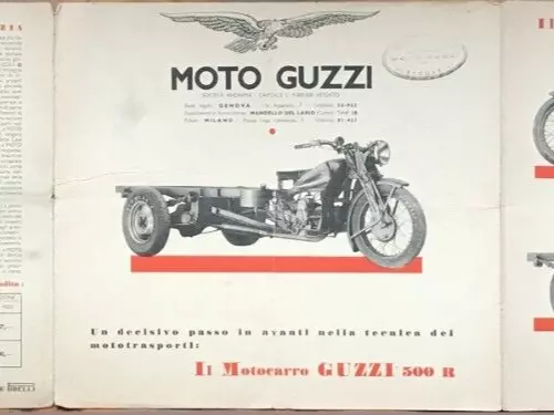 MOTOCARRO GUZZI 500 cc 1938 brochure