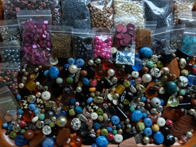 Beads for jewellery making job lot 1.5Kg Lots of types see full description