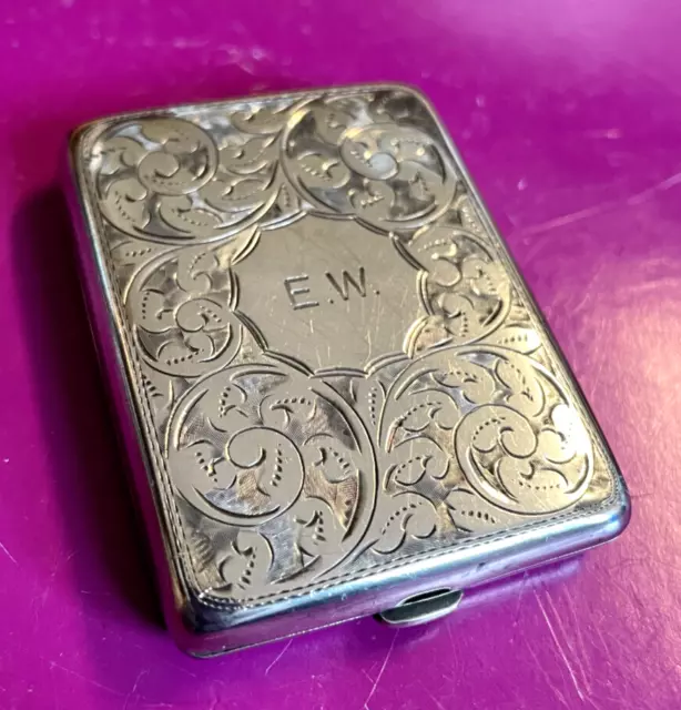 Antique 1923 Sterling Silver Card Case W J Myatt & Co