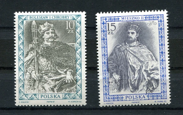 Briefmarken, Polen, Kpl Satz, Mi.3131-32, Polnische Herrscher, 1987, postfrisch