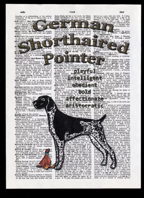 German Shorthaired Pointer Dog Traits Altered Art Print Vintage Dictionary Page