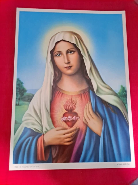 IMMACULATE HEART OF Mary Italy Lithograph Print Never Used 7 1/4" x 10 ...