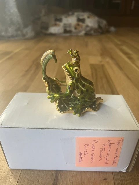 Green Frog Bejeweled Trinket Box Vhtf Great Condition