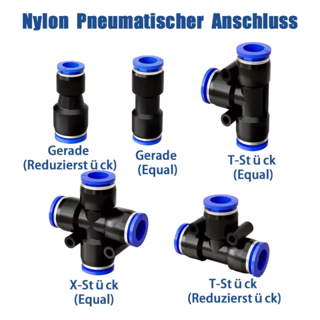 Nylon Pneumatischer Anschluss Inline Push Fit Airline Schlauch Gerade T/X Stück