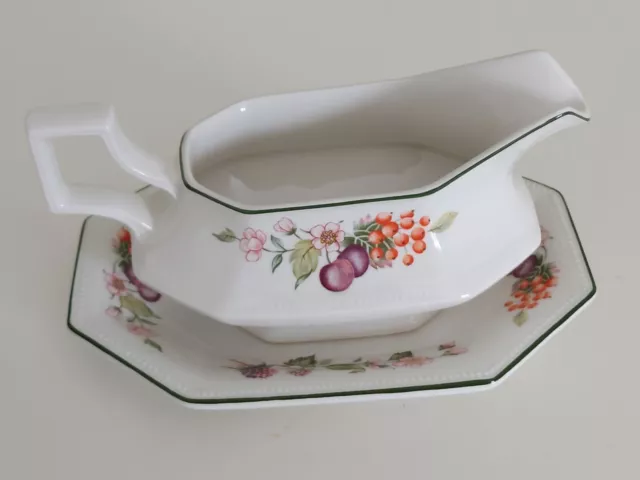 Johnson Brothers Fresh Fruit Pattern Gravy Boat and Plate - VGC!!