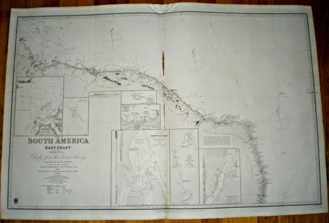 1866 ADMIRALTY CHART ~ BRAZIL, EAST COAST ~ SAN JOAO to RIO MOSSORO ~ SCARCE